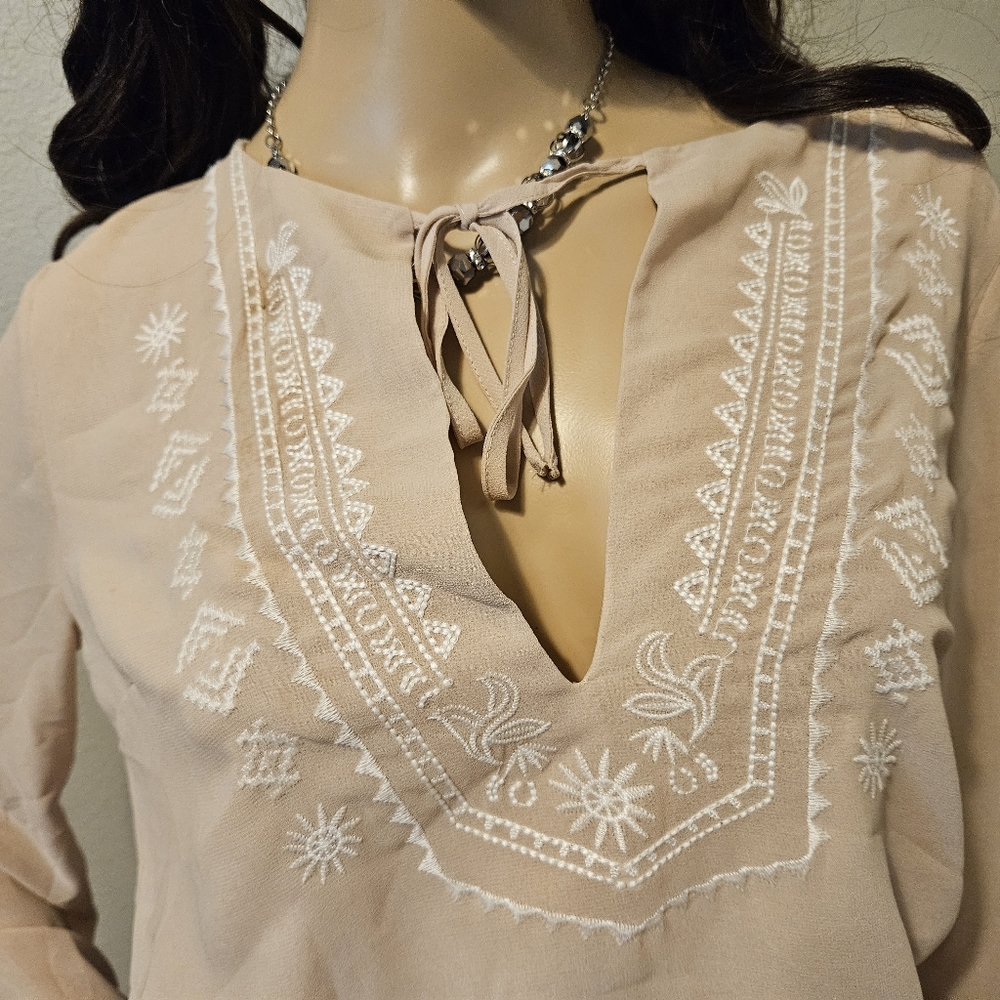 Forever 21 Embroidered Cream Jumper / Romper SIZE S